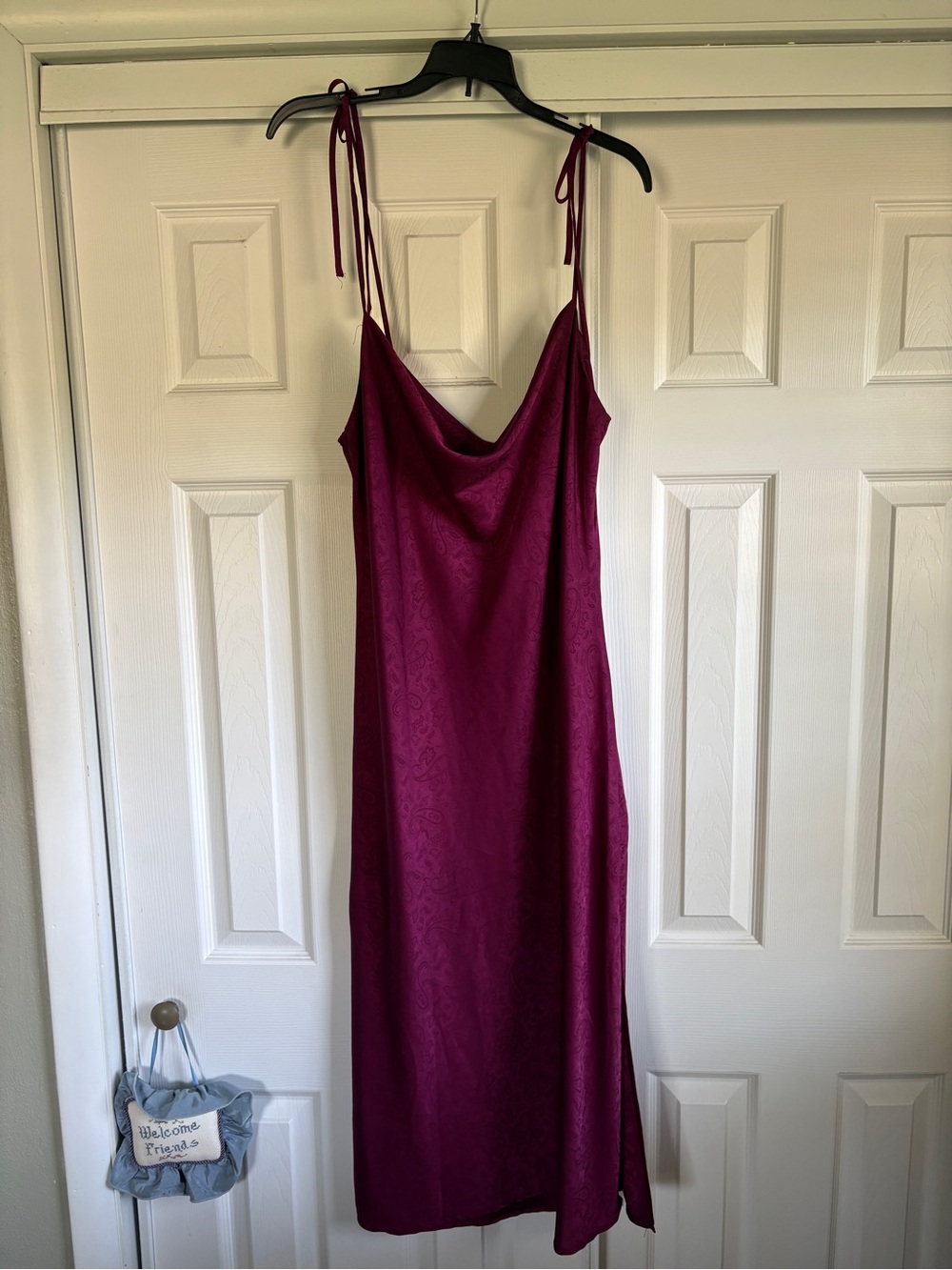 Forever 21 Magenta Tie-Shoulder Midi Slip Dress